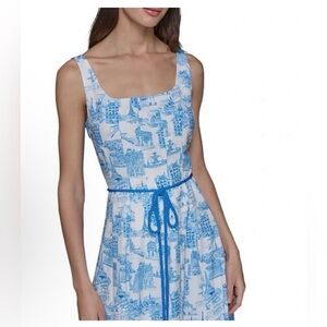Karl Lagerfeld Blue and White Patterned Dress